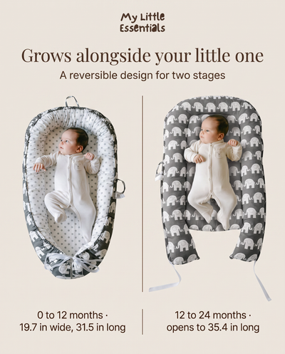 True Haven | Foldable Baby Lounger – Portable Newborn Nest with Cushioned Edges, 12 Designs