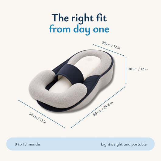 True Haven | Baby Head Support Lounger – Contoured Flat Head Prevention Cradle, Machine Washable