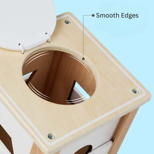 True Haven | Wooden Geometric Shape Sorting Box – Montessori Learning Toy, Non-Toxic Materials