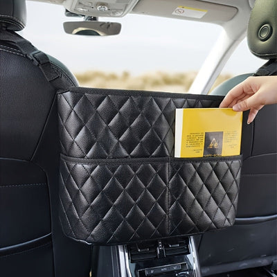 True Haven | Car Seat Back Organizer – Large Capacity Storage, Durable Faux Leather with Mesh Pockets