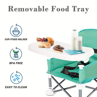 True Haven | Travel Booster Seat – Compact & Foldable, Removable Tray with Safety Straps