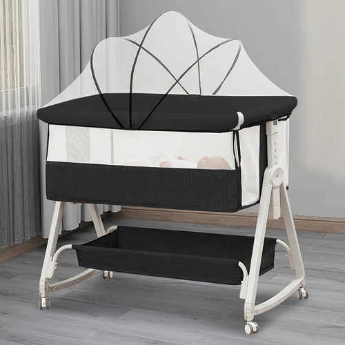 True Haven | 3-in-1 Adjustable Bedside Bassinet – Breathable Design, Includes Mosquito Net