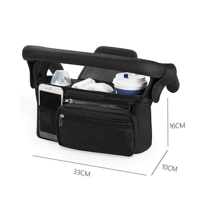 True Haven | Universal Stroller Organizer Caddy – Multi-Pocket Bottle & Phone Holder, Durable Oxford Fabric