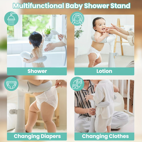 True Haven | Foldable Baby Bath Stand – Tool-Free Setup, 5 Adjustable Height Levels