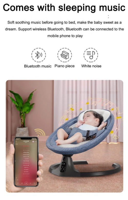 True Haven | Electric Baby Rocking Chair – Smart Auto-Soothing Sensor, 5-Speed Swing with Bluetooth Lullabies
