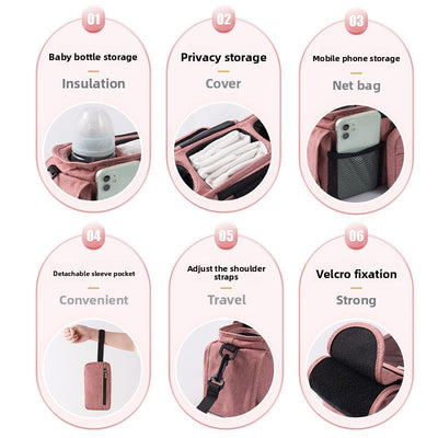 True Haven | Universal Stroller Organizer Caddy – Multi-Pocket Bottle & Phone Holder, Durable Oxford Fabric