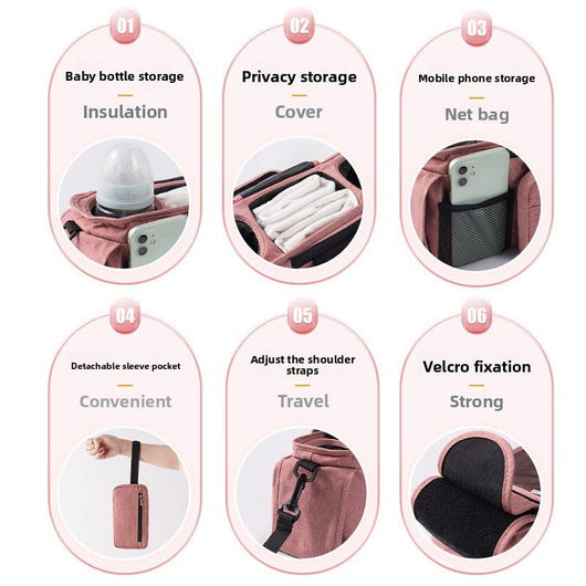 True Haven | Universal Stroller Organizer Caddy – Multi-Pocket Bottle & Phone Holder, Durable Oxford Fabric