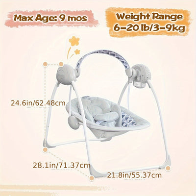 True Haven | Portable Baby Swing – Ergonomic Reclining Seat, Gentle Soothing Motion for Newborns