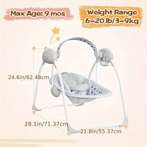 True Haven | Portable Baby Swing – Ergonomic Reclining Seat, Gentle Soothing Motion for Newborns