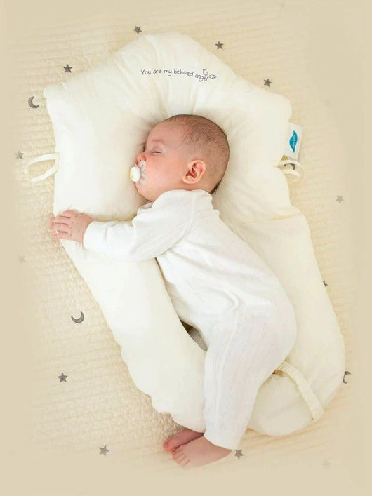 True Haven | U-Shaped Baby Head Support Pillow – Organic Cotton, Adjustable Fit