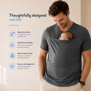 True Haven | Dad Babywearing Shirt – Skin-to-Skin Newborn Bonding Shirt for Fathers, Sizes S-3XL