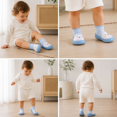 True Haven | Non-Slip Grip Sock Shoes – Toddler First Walker Sock Shoes, Machine Washable, 6M-4Y