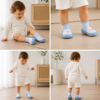 True Haven | Non-Slip Grip Sock Shoes – Toddler First Walker Sock Shoes, Machine Washable, 6M-4Y