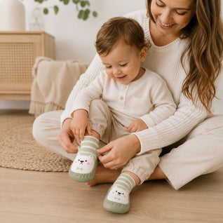 True Haven | Non-Slip Grip Sock Shoes – Toddler First Walker Sock Shoes, Machine Washable, 6M-4Y