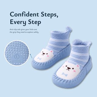 True Haven | Non-Slip Grip Sock Shoes – Toddler First Walker Sock Shoes, Machine Washable, 6M-4Y