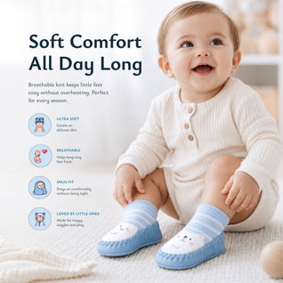 True Haven | Non-Slip Grip Sock Shoes – Toddler First Walker Sock Shoes, Machine Washable, 6M-4Y