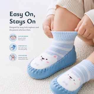 True Haven | Non-Slip Grip Sock Shoes – Toddler First Walker Sock Shoes, Machine Washable, 6M-4Y