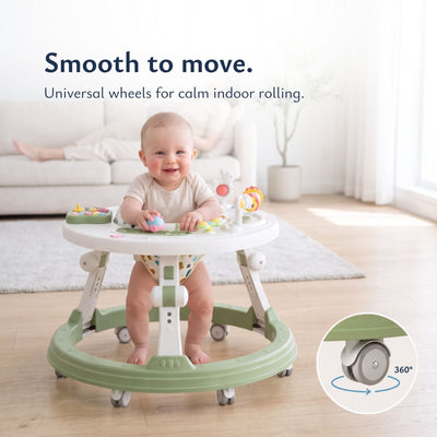 True Haven | Foldable Baby Walker – Anti-Rollover Walker with 10-Level Height Adjustment, 5-18 Months