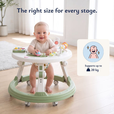 True Haven | Foldable Baby Walker – Anti-Rollover Walker with 10-Level Height Adjustment, 5-18 Months