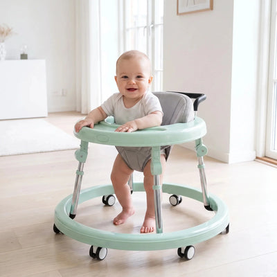 True Haven | Foldable Baby Walker – Anti-Rollover Walker with 10-Level Height Adjustment, 5-18 Months