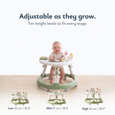 True Haven | Foldable Baby Walker – Anti-Rollover Walker with 10-Level Height Adjustment, 5-18 Months