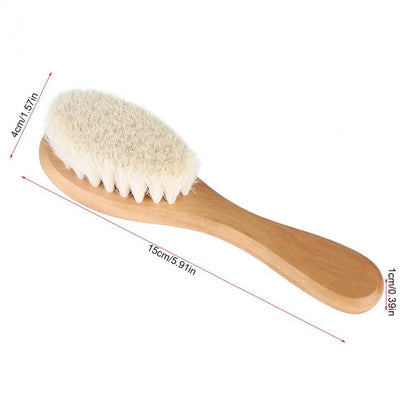 True Haven | Goat Wool Baby Hair Brush – Gentle on Newborn Scalp, Beechwood Handle