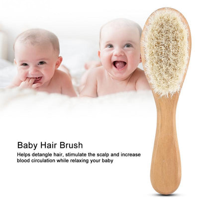 True Haven | Goat Wool Baby Hair Brush – Gentle on Newborn Scalp, Beechwood Handle