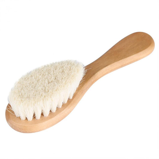 True Haven | Goat Wool Baby Hair Brush – Gentle on Newborn Scalp, Beechwood Handle