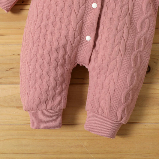 True Haven | Baby Girl Hooded Long Sleeve Romper – Soft Breathable Cotton, Sweet Hooded Design